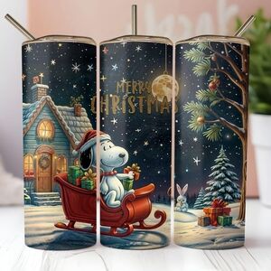 Christmas Snoopy Tumbler with Straw